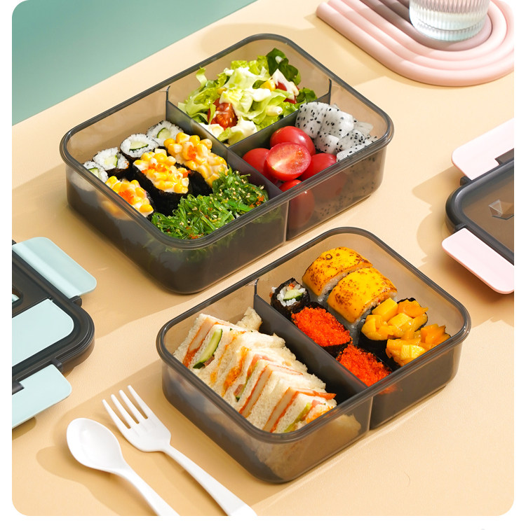 速发饭盒餐盒小学生便当成人带盖分格保鲜盒日式简约水果盒分隔微
