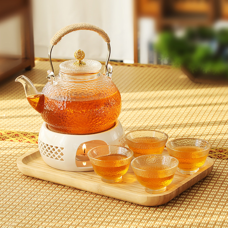 耐热玻璃水果茶壶茶杯集蜡烛暖茶炉基地无障碍豪华下午茶集茶壶花