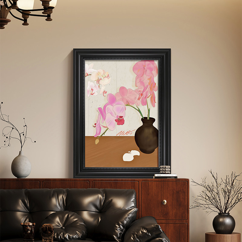 《瓶花》法式客厅装饰画桌面摆画小众艺术中古风玄关挂画花卉壁画
