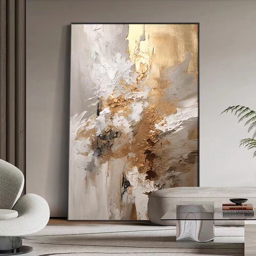 纯手绘油画轻奢客厅沙发背景墙装饰画抽象肌理玄关餐厅样板房挂画