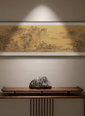 新中式客厅沙发背景墙仿古宋代山水装饰画酒店餐厅包间禅意风景画