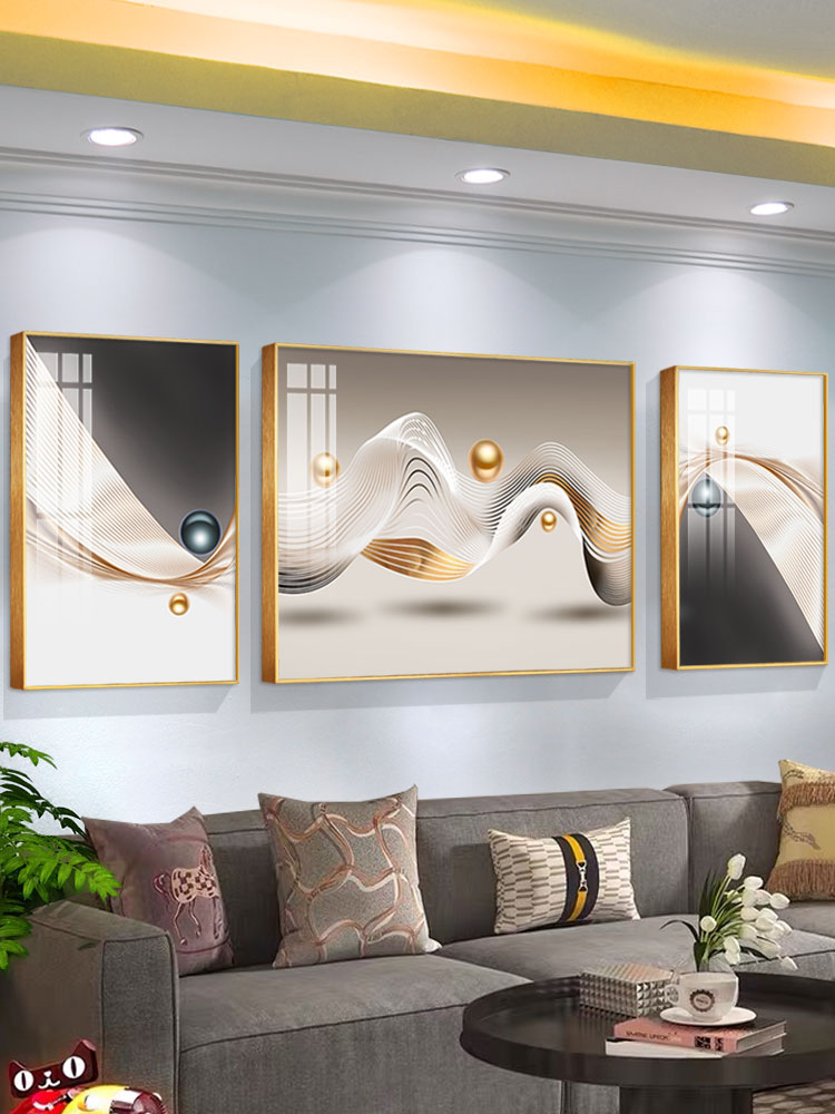 轻奢抽象沙发背景墙装饰画高端客厅简约挂画个性化艺术壁画水晶瓷图片
