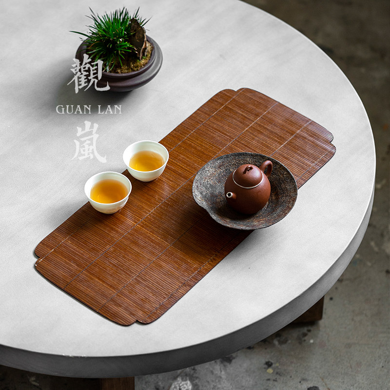 速发观岚竹编小茶席垫子禅意桌旗防水桌布中式隔热垫茶垫干泡茶具