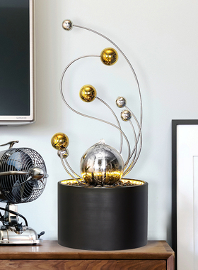 室内喷泉生财轻奢流水摆件现代不锈钢铁艺桌面工艺礼品摆饰送礼装