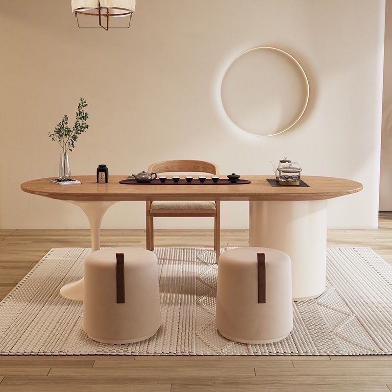 奶油客厅家用书桌茶桌泡茶一体原木茶台阳台实木简约桌椅组合