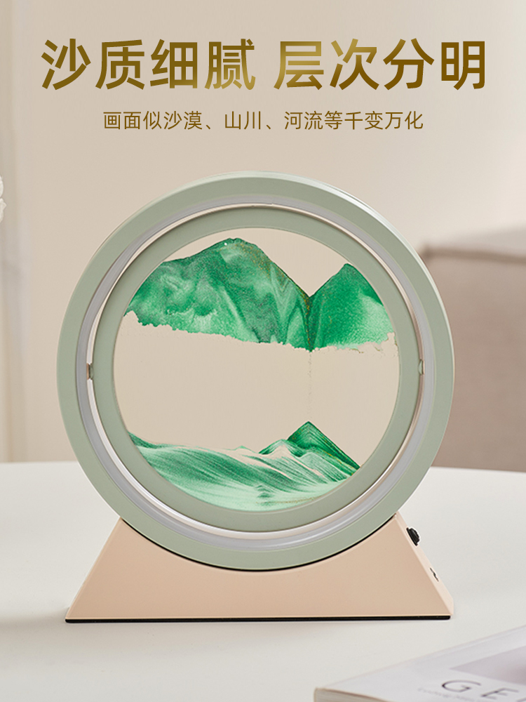 3d立体流沙画摆件自动翻转沙漏客厅办公室装饰品动态解压夜灯台灯图片