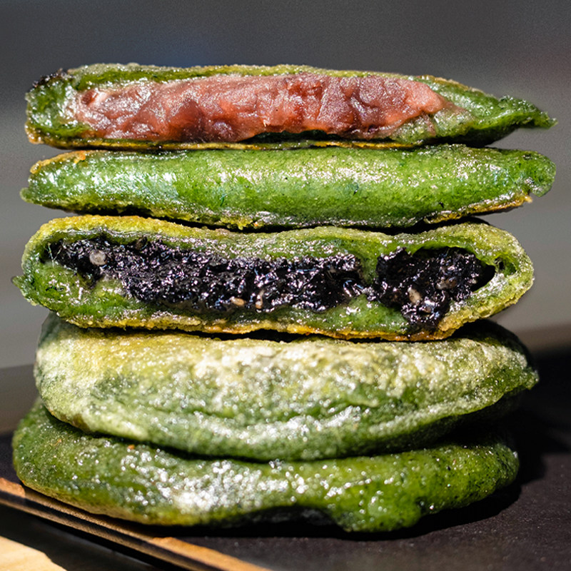 宁波艾草麻糍艾叶蒿子粑粑夹心黑芝麻糯米糕点手工麻糍粑青团特产