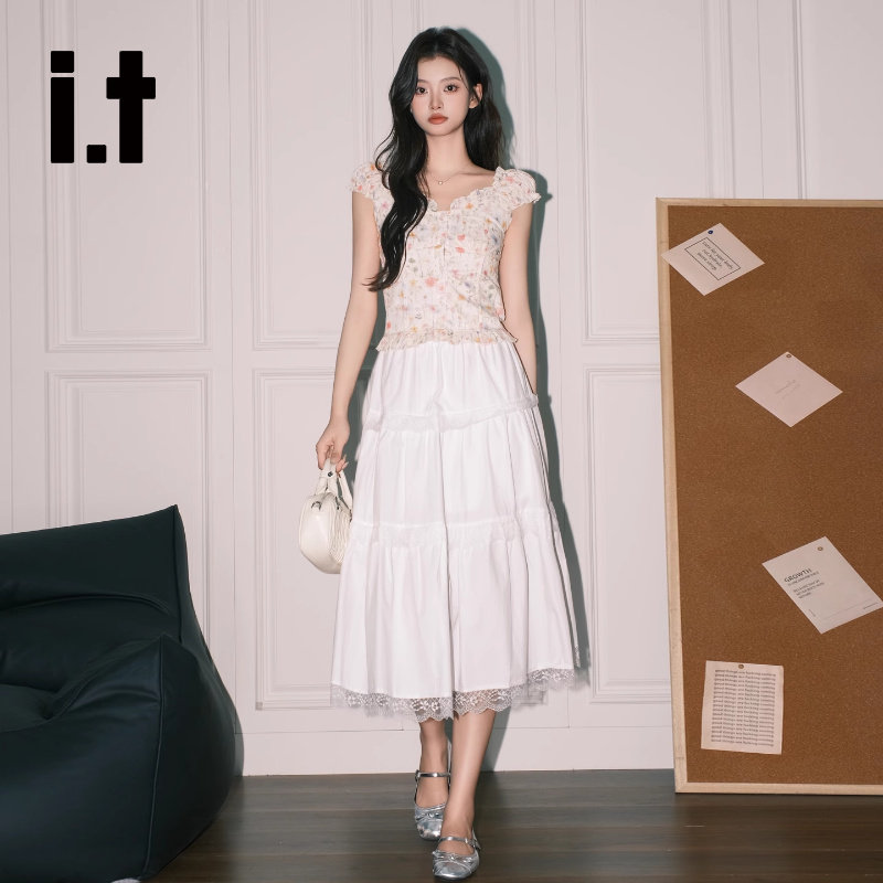 长白糕it:CHOCOOLATE漂亮白色蕾丝半身长裙女20