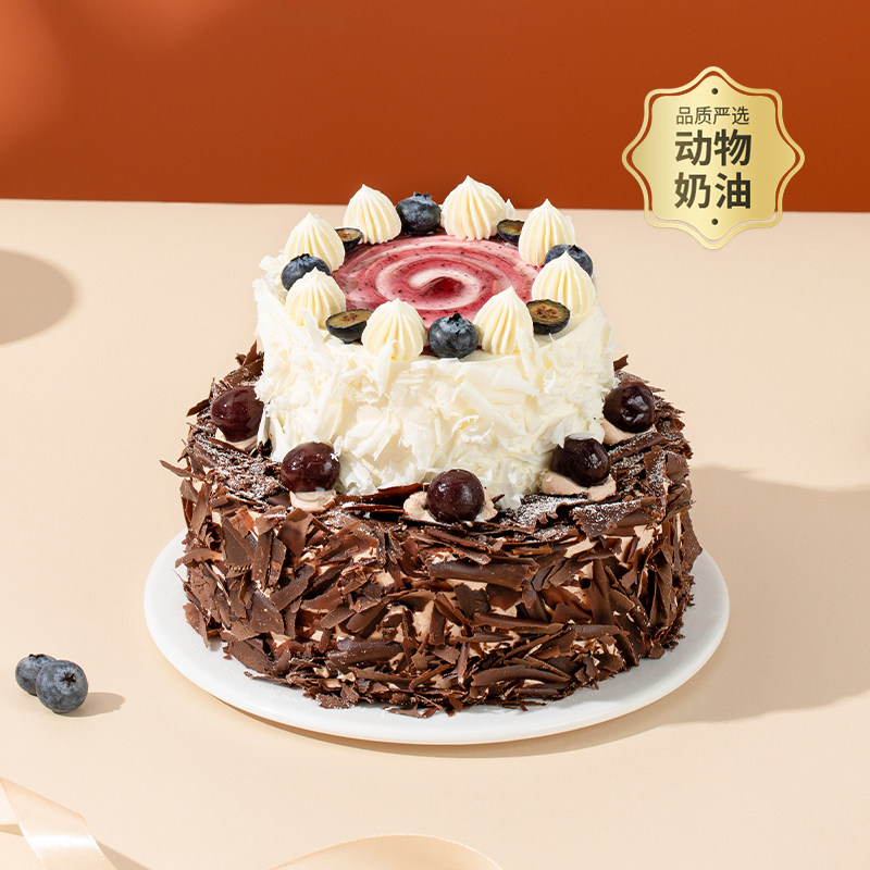 动物奶油黑森林蛋糕【幸福西饼】莓果黑森林小蛋糕下午茶生日动物