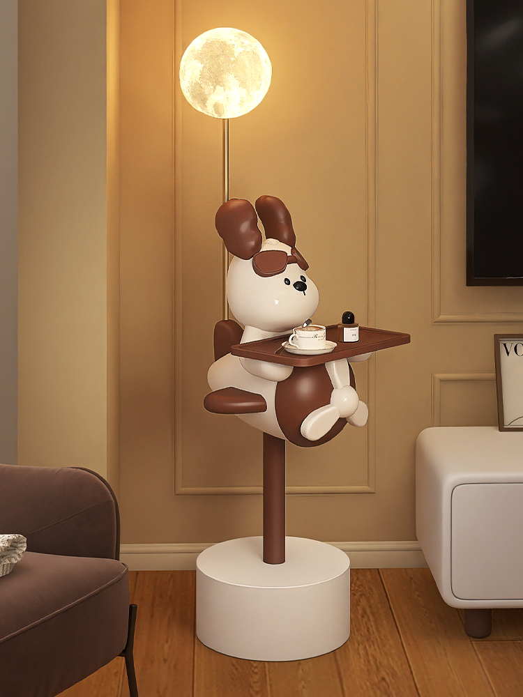 可爱小狗边几客厅家用小茶几摆件卡通创意奶油风沙发边柜2025新款