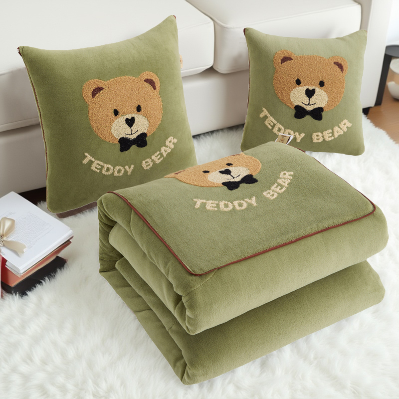 折叠汽车枕头被两用加厚牛奶天鹅绒汽车办公室午睡毯子枕头二合一