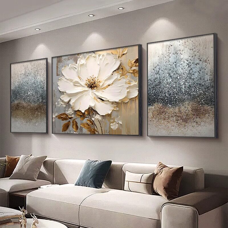 大芬村客厅挂画高级感三联抽象沙发背景墙装饰画现代简约餐厅