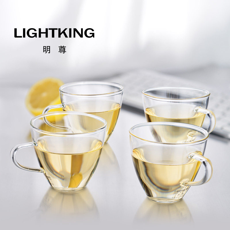 速发明尊 CP-01 耐热杯带把小茶杯手工吹制玻璃杯茶具套装 家用