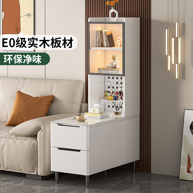 岩板沙发边柜边几测边柜2026新款客厅轻奢高级感实木边桌置物架
