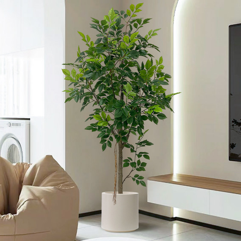 彷真绿色植物幸福树室内装饰落地盆栽大型彷生绿植客厅假花彷真花图片