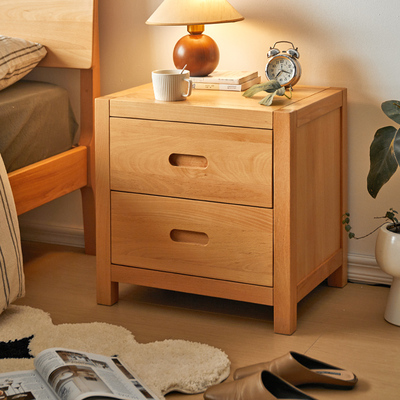 金多喜全实木床头柜进口榉木边柜收纳柜卧室收纳柜简约现代小柜子