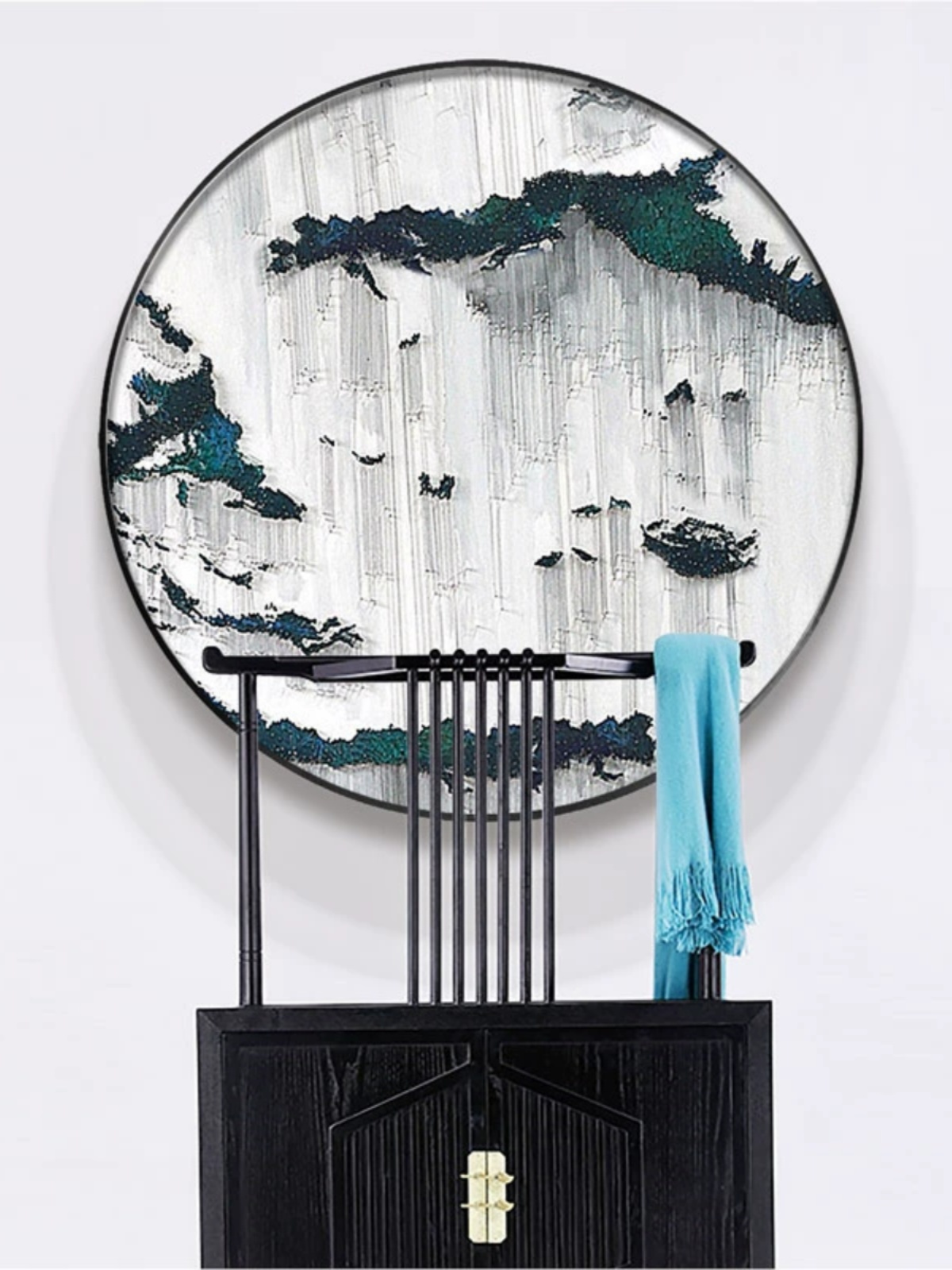 银线立体艺术画客厅装饰画酒店软装饰背景墙入口圆形垂直现代挂画图片