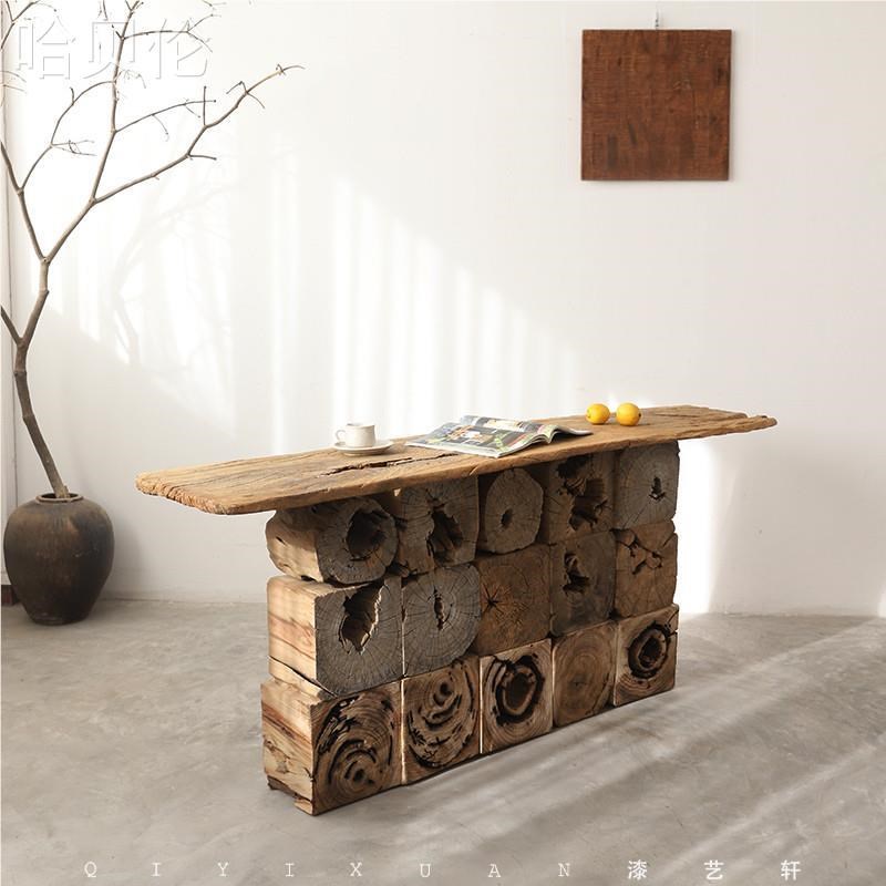 侘寂风简约覆古桌自然古朴老木茶桌实木客厅茶几民宿家用茶室茶台