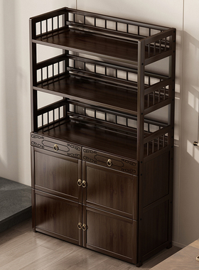 博古架新中式茶具置物架子非实木茶室多宝阁古董架多层茶叶收纳架