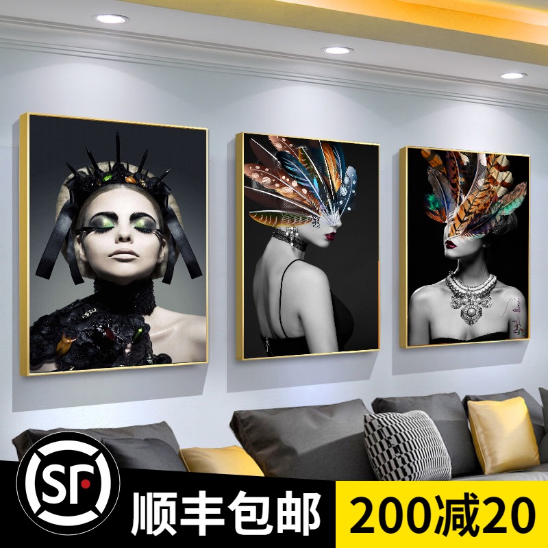 理发店装饰画美容美发墙壁挂画剪发沙龙艺术画酒吧发廊创意背景墙图片