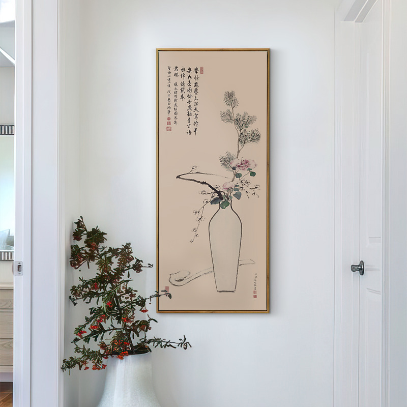 上品印画中式花瓶3幅明清古典玄关走廊过道装饰画挂画墙壁画