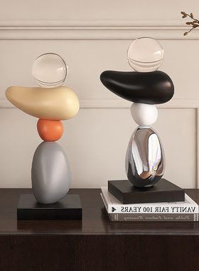 石来运转书房桌面摆件办公室高级感玄关客厅电视柜酒柜装饰品摆设