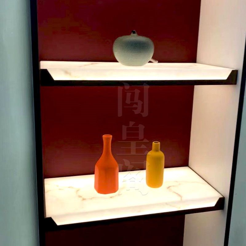 云母石仿云石透光石透光板云石隔层板精品展示柜装饰架商品陈列