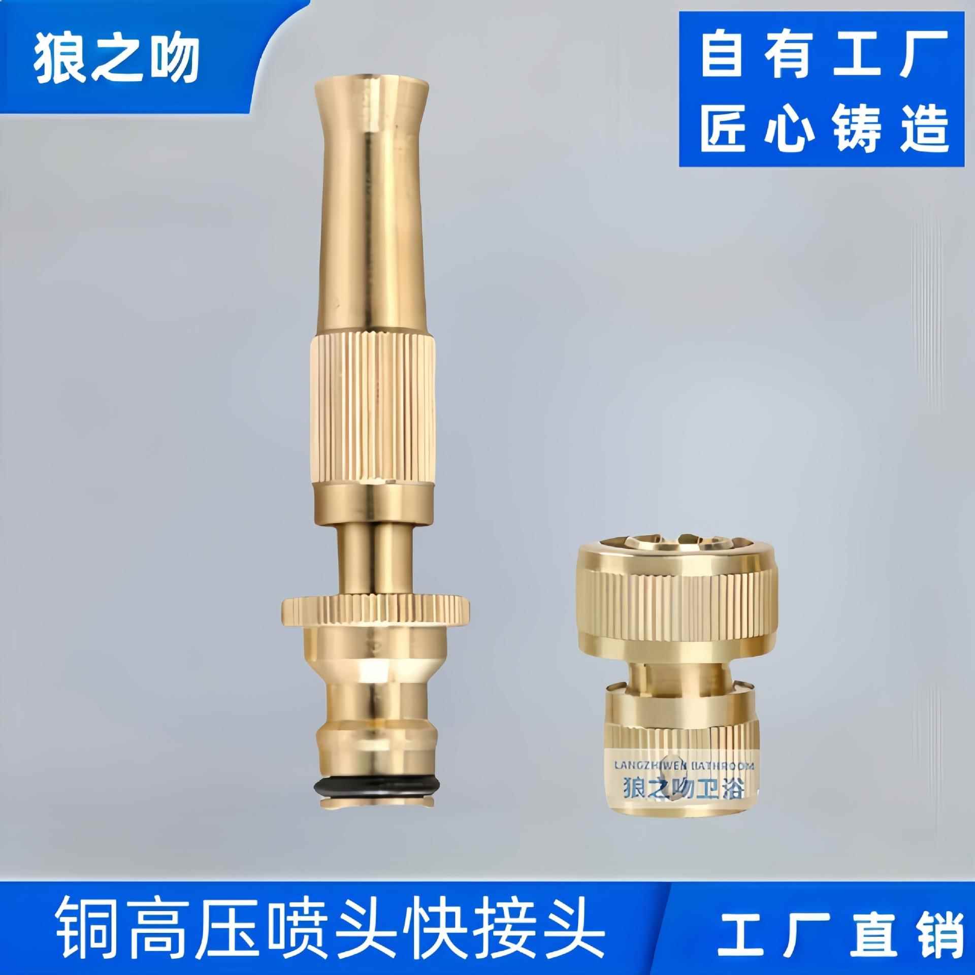 全铜快接水枪头便携式高压洗车喷头家用园林浇花冲地四分水管喷头