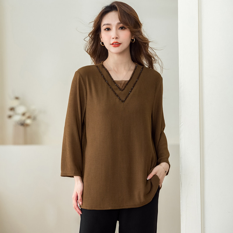 加大码女装200斤胖妹妹春装时尚休闲上衣胖mm遮肚子显瘦长袖T恤衫