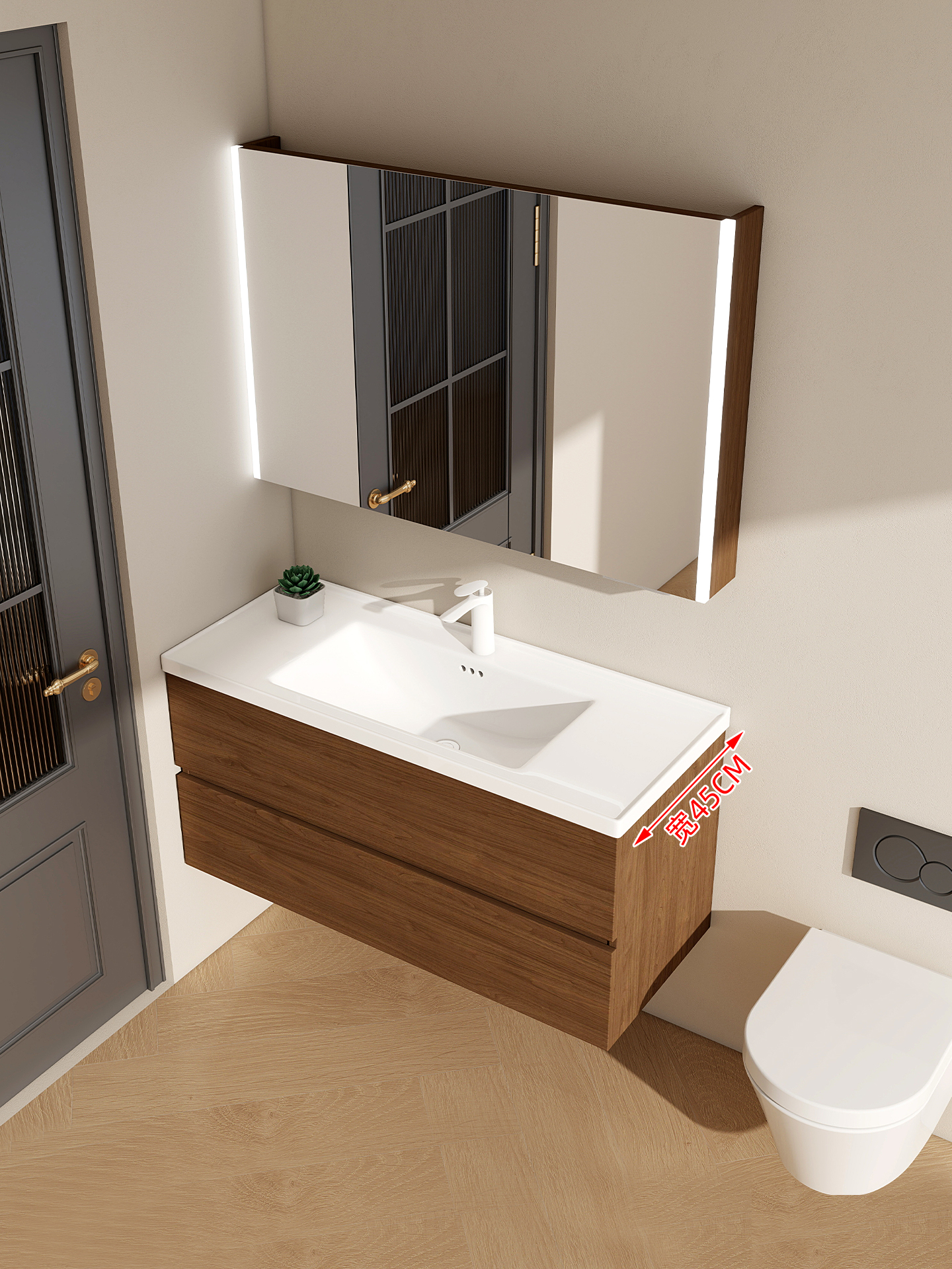 小公寓浴室柜45厘米宽陶瓷一体化面盆小洗脸盆洗脸盆小洗脸盆