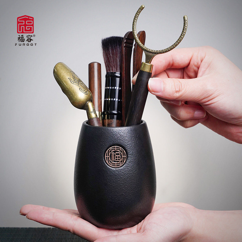 速发茶道六君子功夫茶具配件大全黑檀实木套装泡茶工具茶夹针茶刀