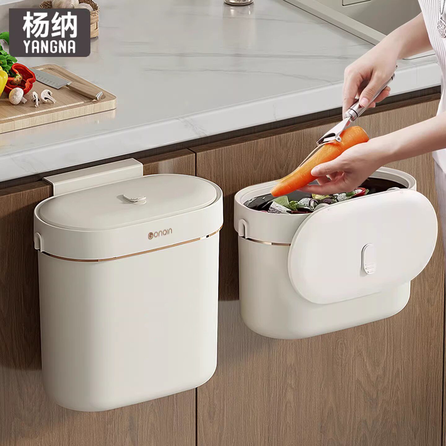 壁挂式垃圾桶卫生间厨房家用厕所客厅带盖专用筒有盖夹缝厨余翻盖
