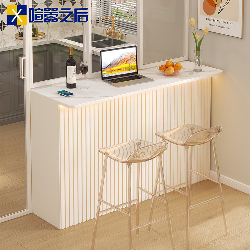 奶油风岩板吧台隔断一体家用餐边柜客厅厨房创意储物柜小户型G319