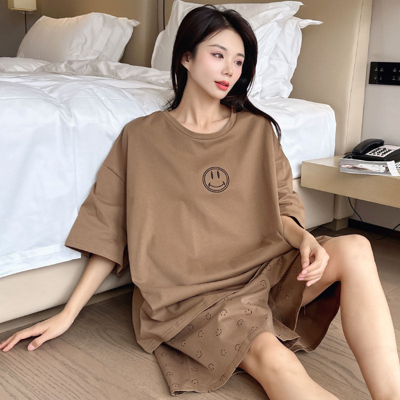 速发纯棉睡衣女款2025新款夏季大码宽松200斤胖mm短裤家居服全棉