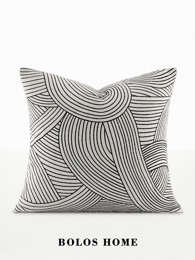 柏洛斯Picasso现代抽象线条绣花轻奢客厅样板间酒店床头靠垫抱枕