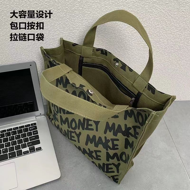 手提袋男款新年礼物复古斜挎新品手提帆布包男女上课书包购物袋手