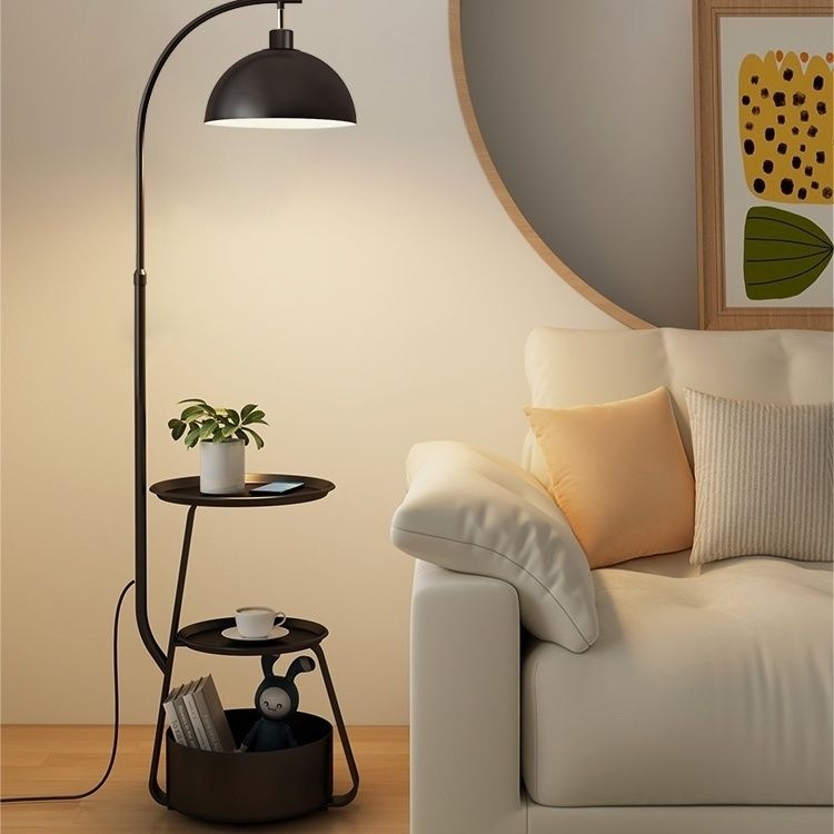 落地灯客厅轻奢茶几置物架一体北欧沙发灯卧室床头高级感落地台灯