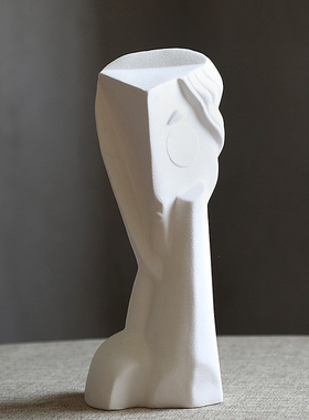 现代简单易懂的豪华家居装饰摆件大型抽象陶瓷小生境人物创意肖像