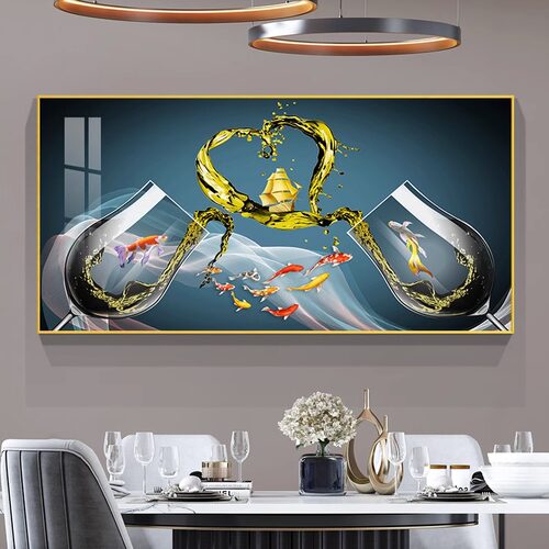 2025新款轻奢酒杯餐厅装饰画现代简约饭厅厨房挂画餐桌背景墙壁画