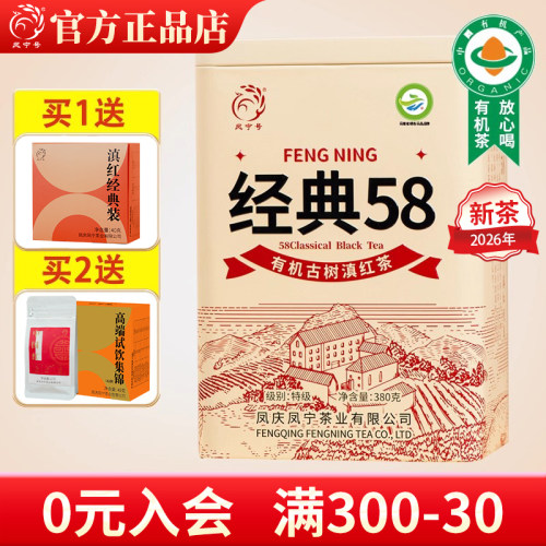 春茶滇红茶新茶升级款经典58有机滇红茶叶特级凤庆蜜香金针