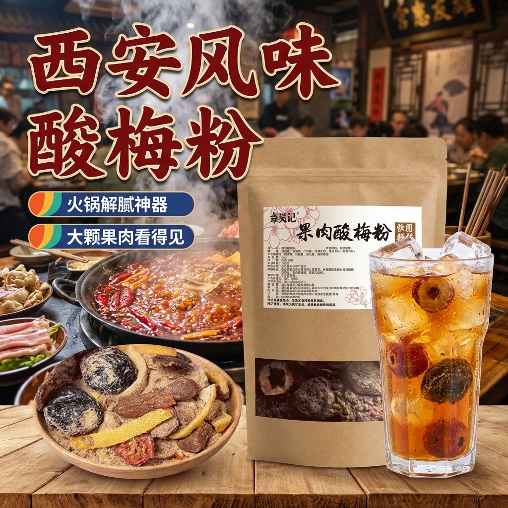 果肉酸梅粉冲泡饮料陜西西安特产正宗速溶酸梅汤粉官方旗舰店