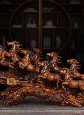 八骏雄风马摆件招财工艺品客厅电视柜摆设办公室桌面装饰开业礼品