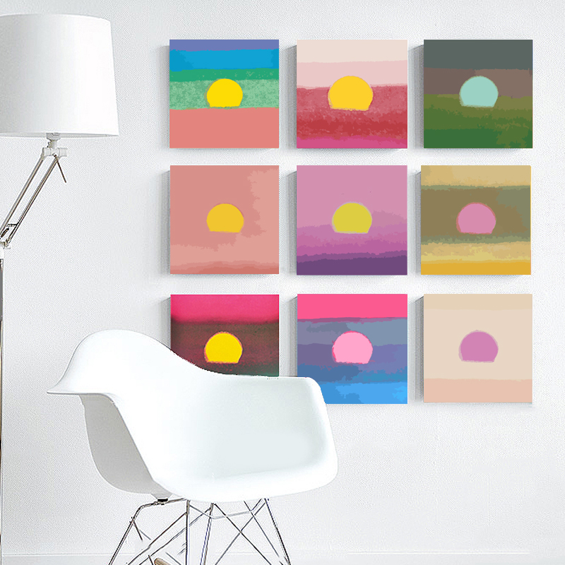 安迪沃霍尔diy数字油画sun日出简约客厅油彩画填充手绘彩色装饰画