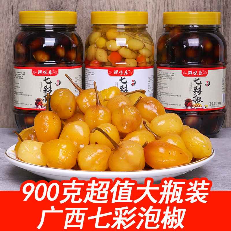 广西泡椒五彩七彩辣椒甜椒酱香味酸辣新鲜下饭菜酱菜大瓶装
