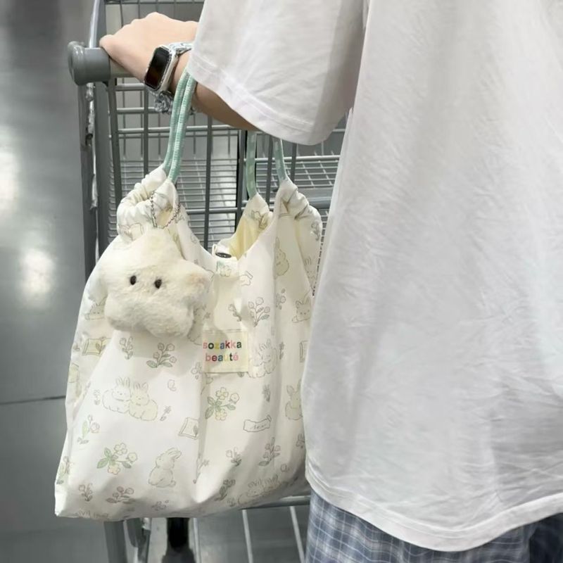 新款可爱单肩包女学生韩版帆布袋帆布包大容量卡通托特拎包通勤