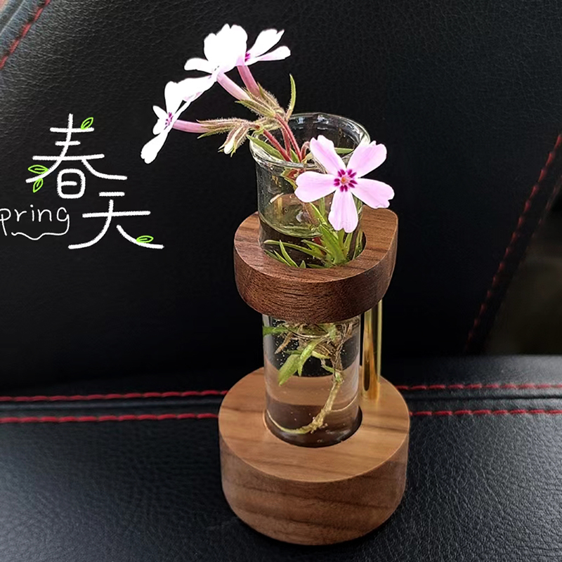 手工插花垂直汽车花瓶汽车中控台装饰水培试管瓶绿色植物花卉装饰