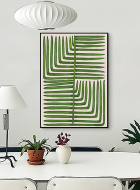 努高叶脉绿色系装饰画小清新原木风客厅餐厅沙发背景墙挂画壁画