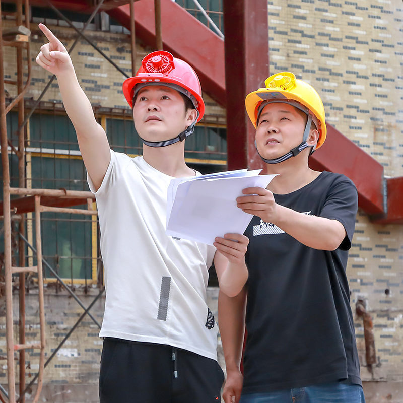 安全帽工地风扇帽太阳能帽带头灯多功能太阳遮阳防晒工地工人