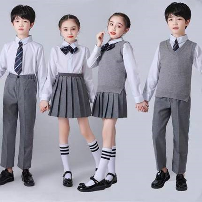 速发儿童校服风中小学生大合唱演出服装幼儿园园服主持人礼服朗诵