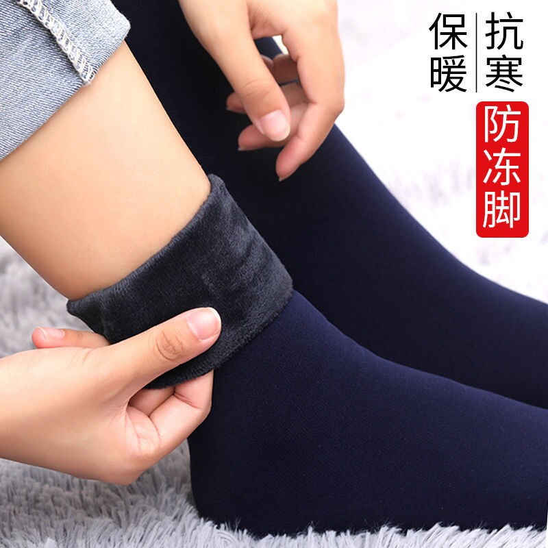 秋冬季彩色雪地保暖全棉毛圈加厚短袜子女中筒袜ins潮黑色纯棉袜